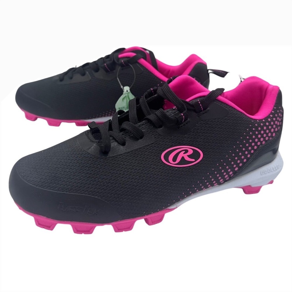 Rawlings Coolflo Softball Cleats Girls Size 6D Black Pink Athletic Shoes